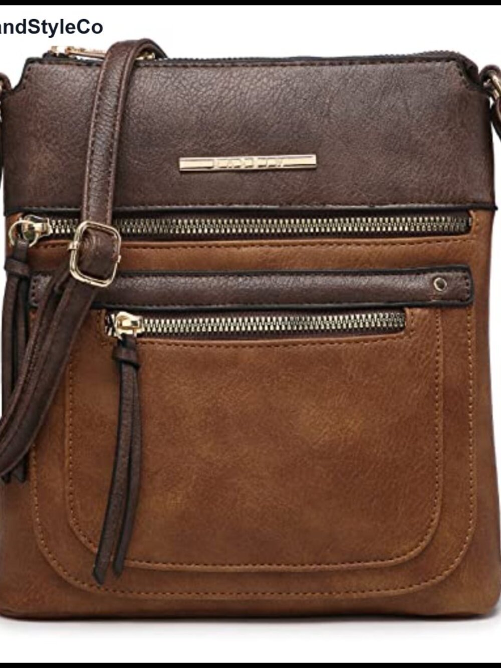 Vegan Leather Crossbody Bag Multi Zipper Pockets Messenger Purse